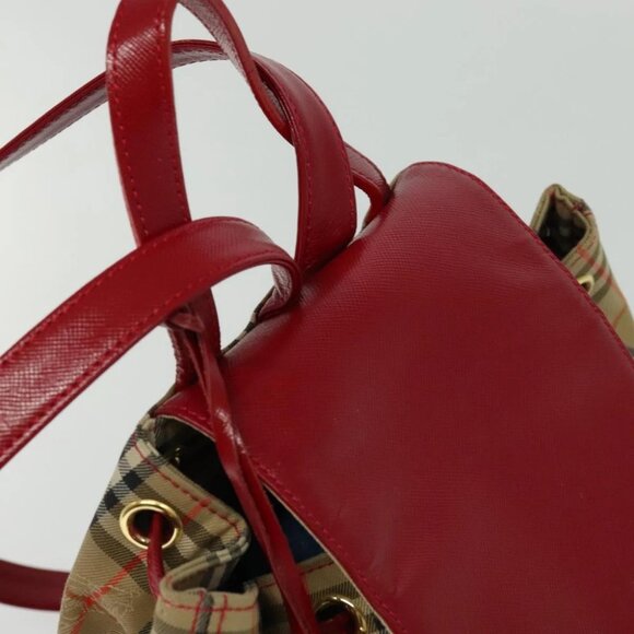 BURBERRY Nova Check Backpack Canvas Beige Red gold Auth BD1627 - Picture 7 of 15